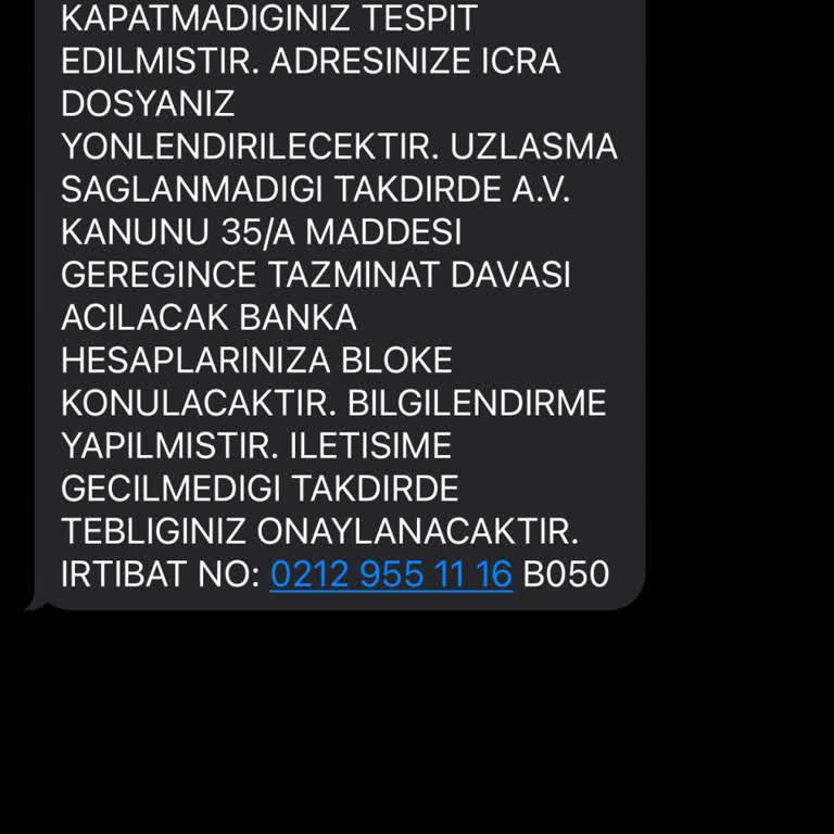 Hakara Hukuk Asılsız İcra Dosyası Mesajı