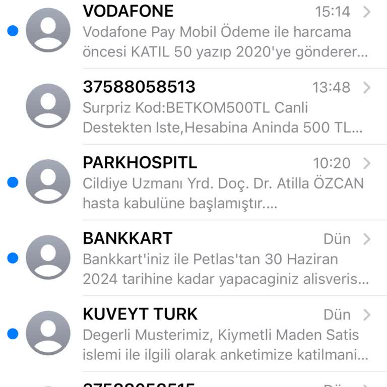 Vodafone Tanımadığım Site Ve Numaralardan Mesaj Geliyor