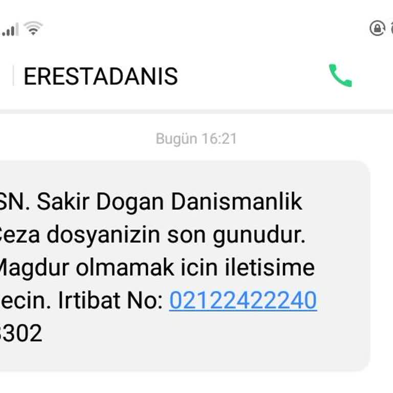 Eresta Danismanlik Dan Gelen Ceza Mesajı