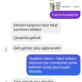 Moda Nurgül Hiçbir Şekilde İade Yapmamak?