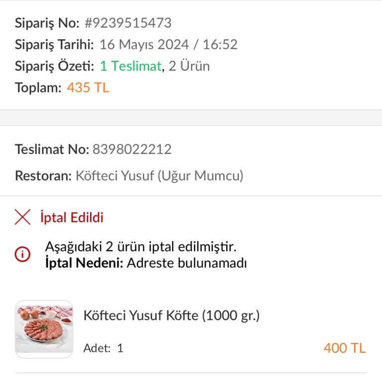 Trendyol GO Kurye Sorunu