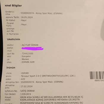 Koray Spor'dan (Adidas) Aldığım Ayakkabı 2 Ay İçinde Yırtıldı.