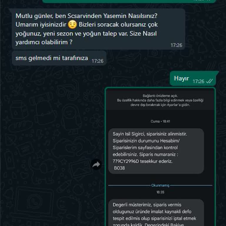 SC Sarvin Aldığım Ürün Değişimi Sonrasında Gene 7 Gün Bekletilip İşlem Olmaması