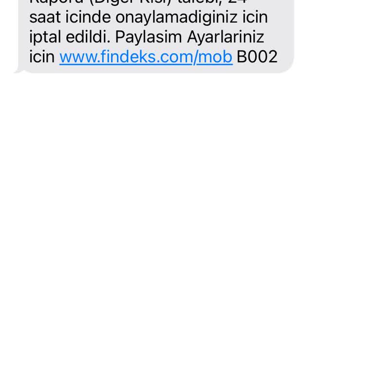 Findeks Risk Raporu Mesajı