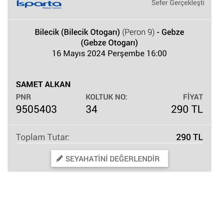 Isparta Petrol Turizm Pişmanlıktır Çünkü Varamazsınız Terminale