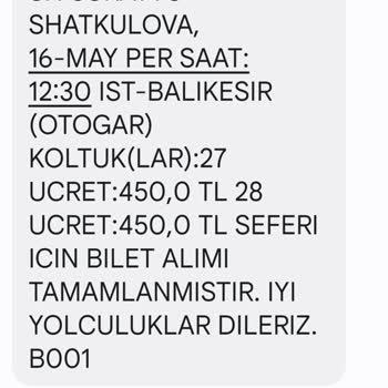 Uludağ Turizm Yanlış Bilet Kesme Ve Tekrar Bilet Parası Alma