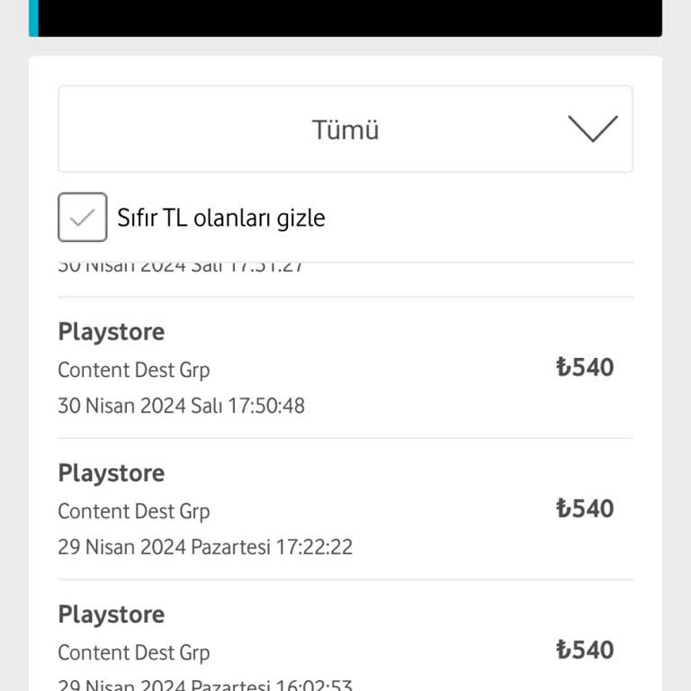 Vodafone "Content Dest Grp" 2800 TL'lik Kesinti