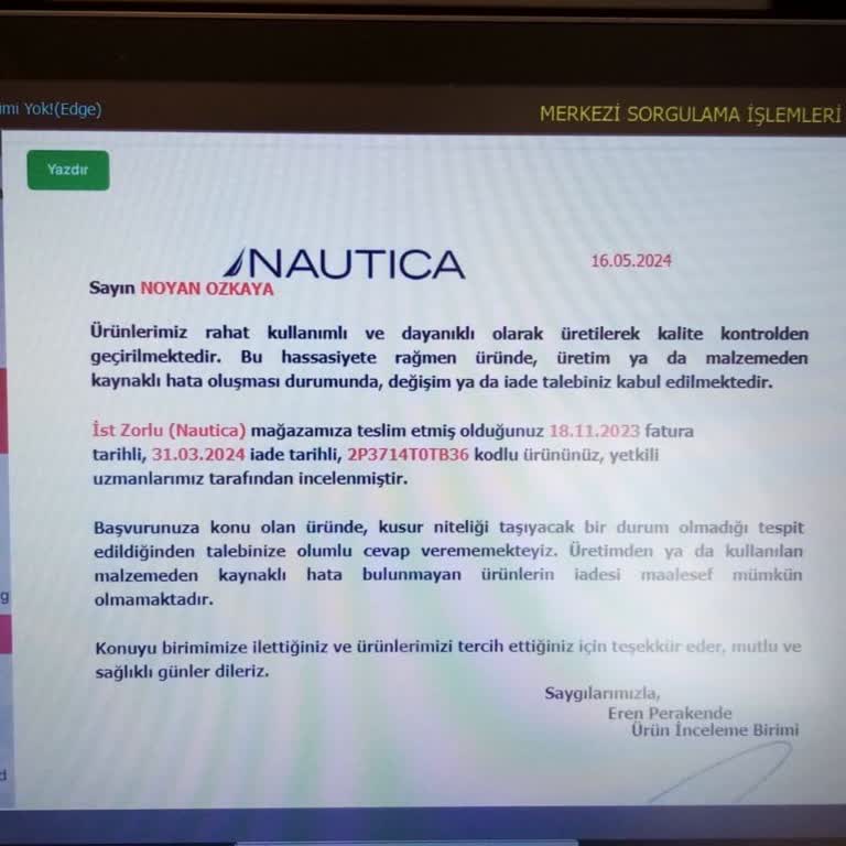 Nautica Gibi Bir Markanın Ürününün Arkasında Durmaması