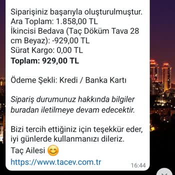 Taç Mutfak Taçev Gönderilmeyen Sipariş