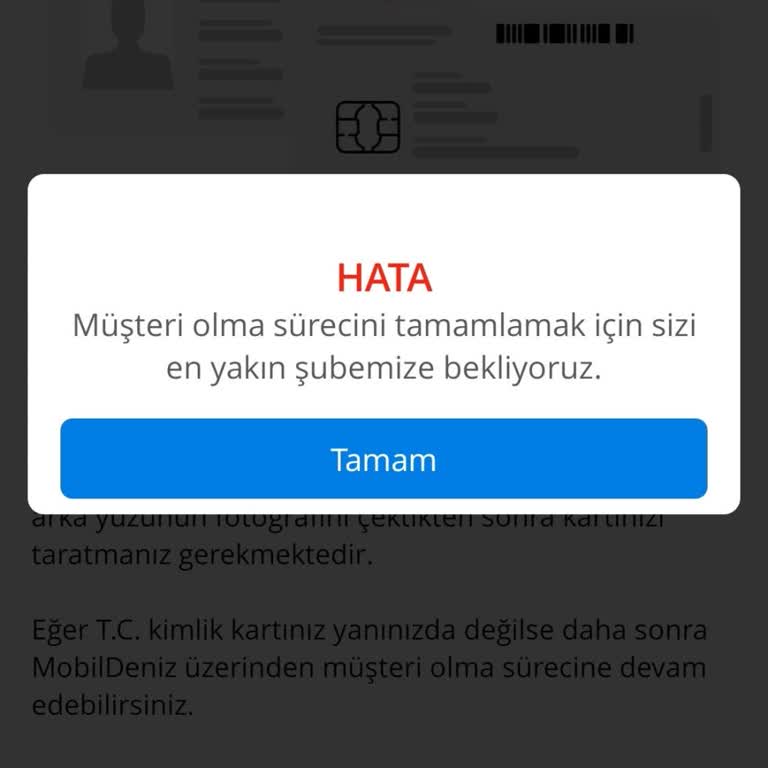 Denizbank Müşteri Olma Hatası
