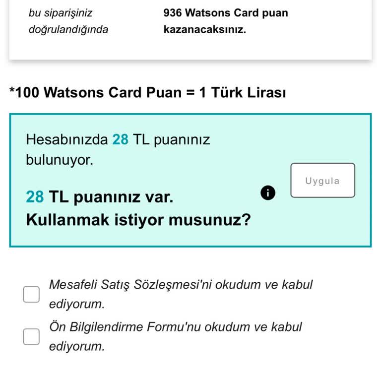 Watsons Haksız Yere Silinen Puanımın Geri Yüklenmesini İstiyorum