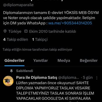Replika Diploma Twitter @diplomaparaile Mezuniyet Ya Da Ödeme İadesi