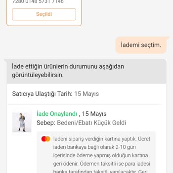 Trendyol'un Kredi Kartıma Ücret İademe Yapmaması.
