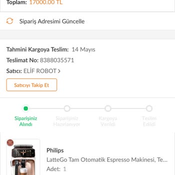 Trendyol Üzerinden Satın Alınan Kahve Makinesi İle İlgili Şikayet