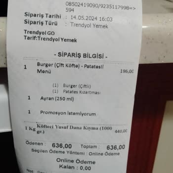 Köfteci Yusufdan Gelen Eksik Ürün