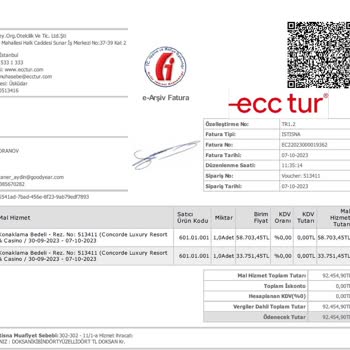 Ecc Tur - Haksız Kazanç Ve Sözleşmeye Aykırı Kur Farkı Tahsilatı Yaptı