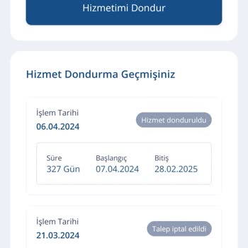 TurkNet Hizmet Dondurma İşlemi