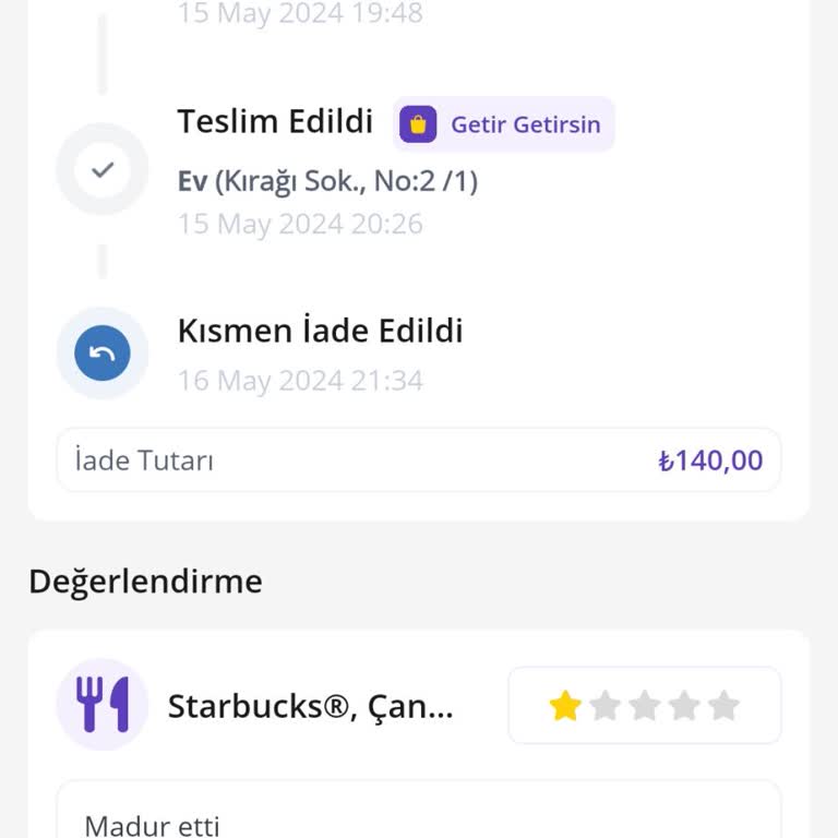 GetirYemek Getir İade Etmiyor Ve Paramı Hesaplarında Bekletiyor Sebepsiz
