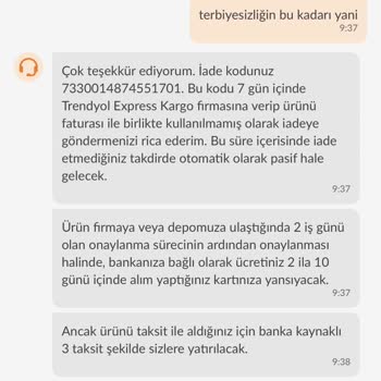 Trendyol Mağduriyeti - Siparişimi Yanlış Yollayıp İade Kabul Edilmedi