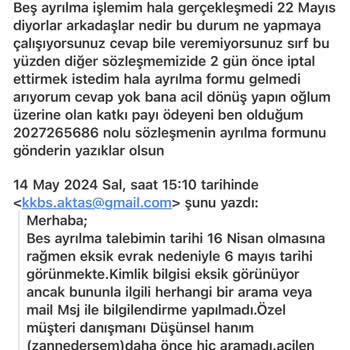 Türkiye Hayat Ve Emeklilik BES Birikimimi Ödemiyor Yasalara Uymuyor