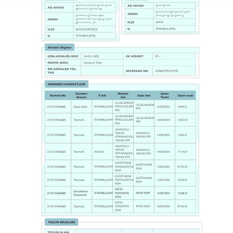 PTT Kargo PTT Fatih PDM