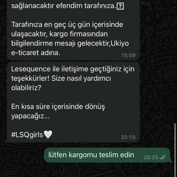 LESEQUENCE Siparişim Kargoya Verilmiyor