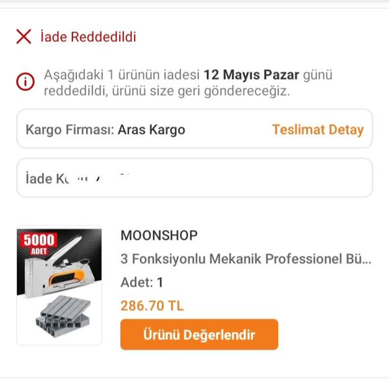 Trendyol Çalışmayan Ürün İadesini Bana Geri Gönderdi