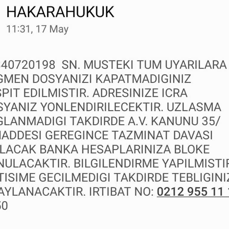 Hakara Hukuk (SMS) Haksız Ceza Dosyası İddiasıyla Yanıltıcı Mesaj!