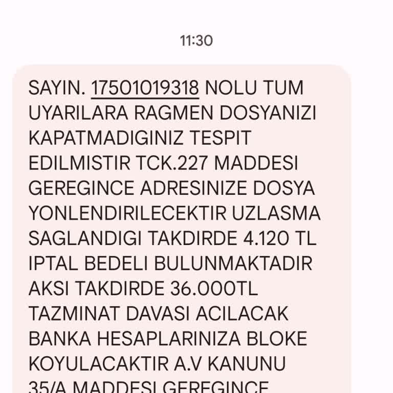 MAVISTIC (SMS) Gönderilen Mesaj İle Ilgım Yok