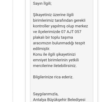Antalya Büyükşehir Belediyesi Üzerinde Amblemi Var Siyah Plaka Araç Bize Ait Değil Diyorlar