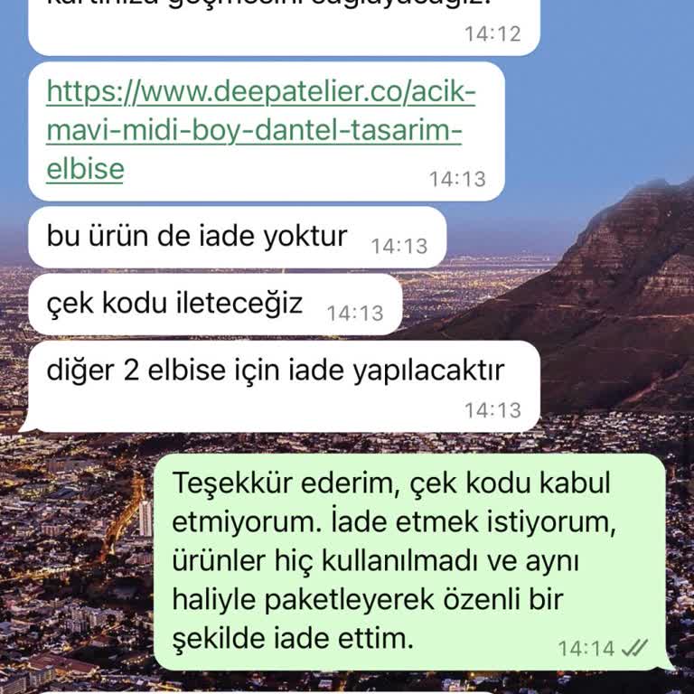 Deep Atelier İade Yaptığım Halde Bedelleri Tarafıma Gönderilmiyor!
