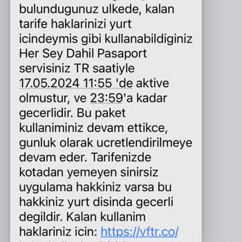Vodafone "Her Şey Dahil Pasaport" Paketi Kapatılması