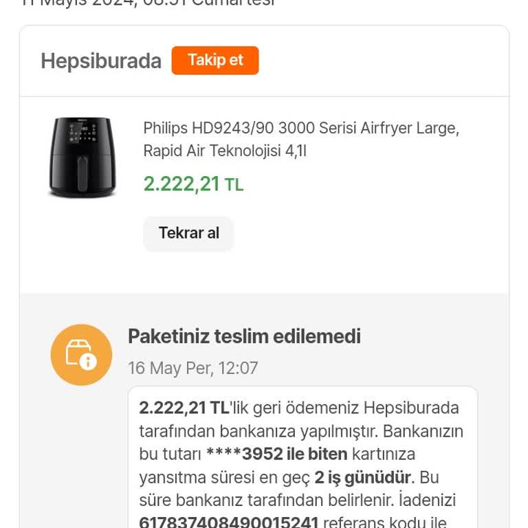 Hepsiburada İade Talebim Olmadan Ürünümü İade Etti