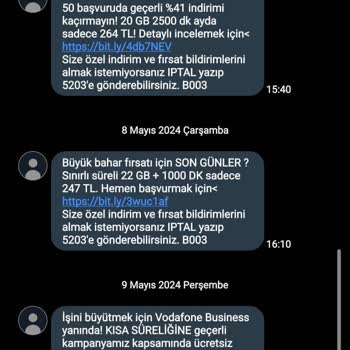 Vodafone SMS Spam Reklamları Engellenemiyor!