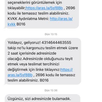 Aras Kargo Adreste Olmama Rağmen Adreste Değildiniz Mesajı İletti