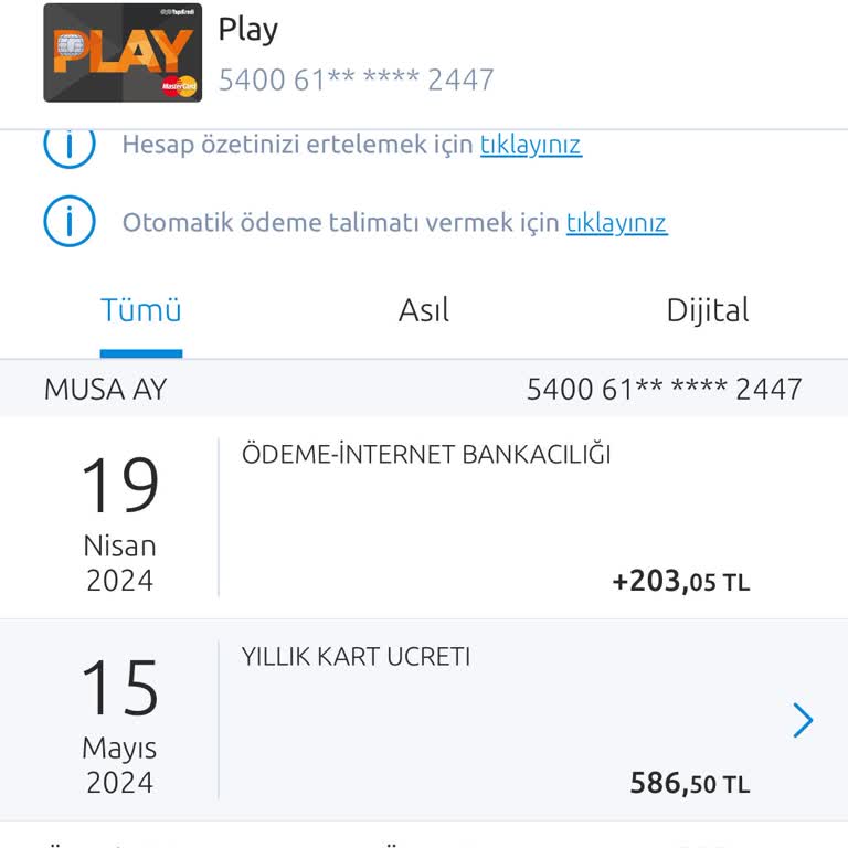 Yapı Kredi Bankası Kart Aidat Ücreti İadesi Hk.