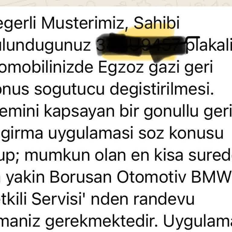 BMW Gönüllü Geri Çağırma Uygulamasının Uygulanmaması