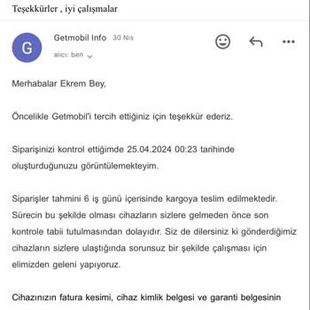 Getmobil Hazır Olmayan Cihaz - Kargolanmama Sorunu -6 İş Günü Sorunu