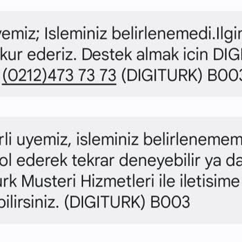 Digiturk Tod SMS İptal Edilememe