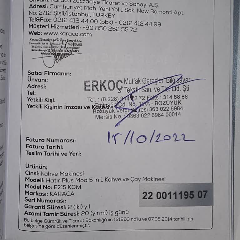 Karaca Kahve Makinesi Pişmanlıktır