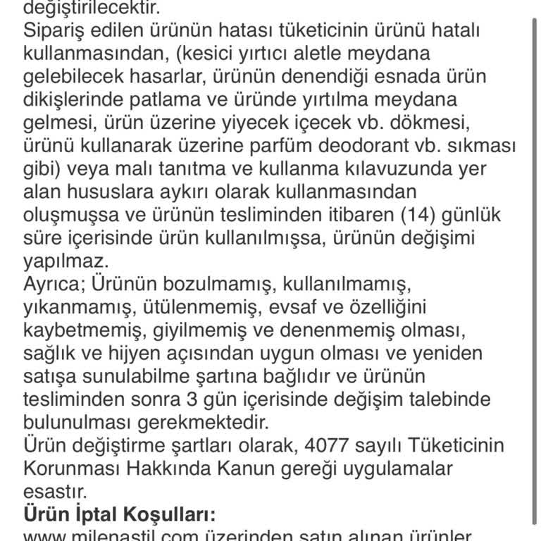 Milenastil İade Yazmasına Rağmen İade Almıyor