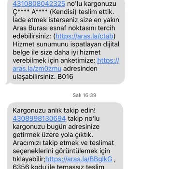 Aras Kargo Ürünüm Teslim Edilmedi