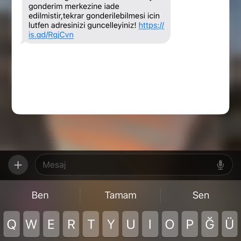 Kargo Adı Altında Şüpheli Mesaj