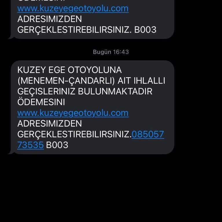 Kuzey Ege Otoyolu Yanıltıcı Mesaj Mağduriyeti
