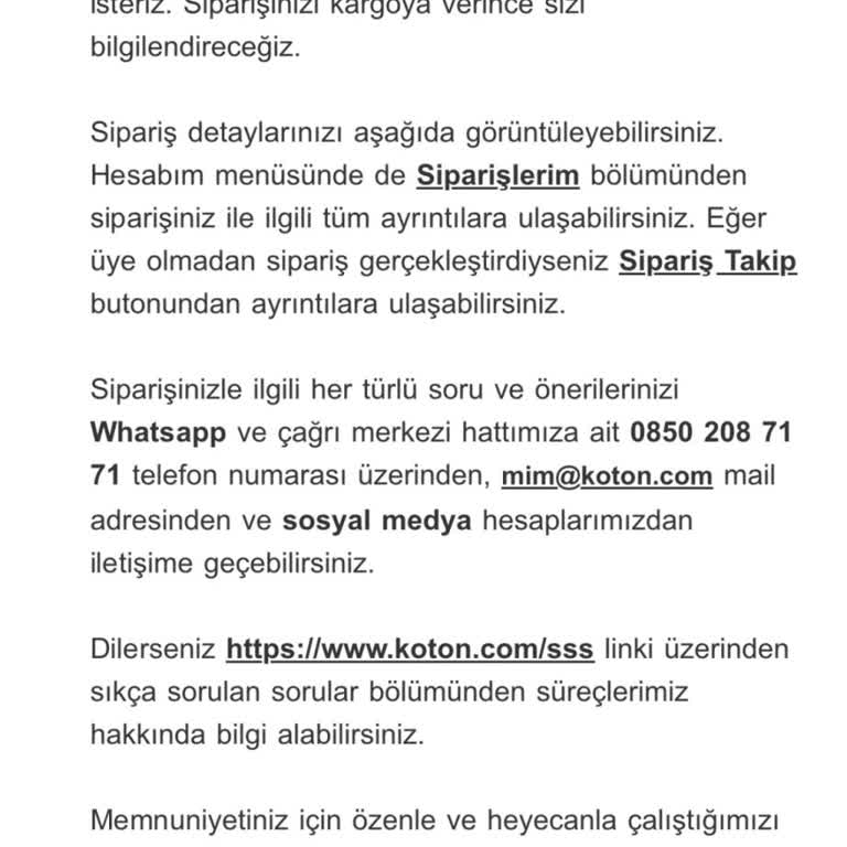 Koton Siparişine Sahip Çıkmıyor