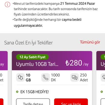Vodafone Tarife Fiyatları Çok Yüksek!