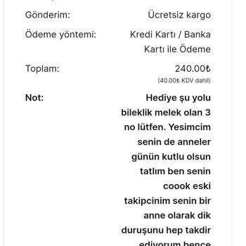 Yeşim Yılmaz Takı Sipariş Karışıklığı Ve Yanlış Ürün Teslimi Şikayeti