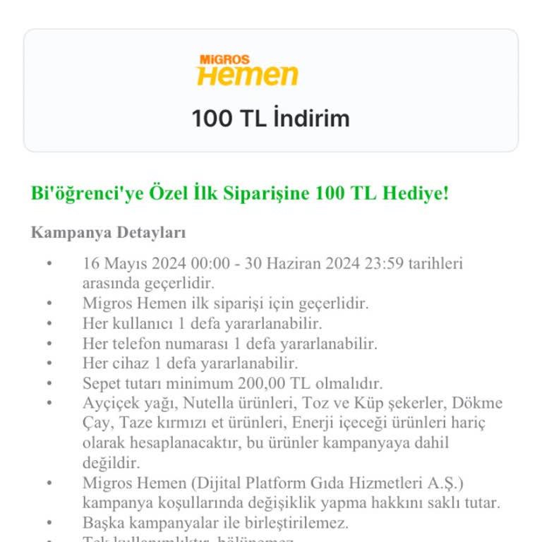 Migros Hemen Alışveriş Deneyimi