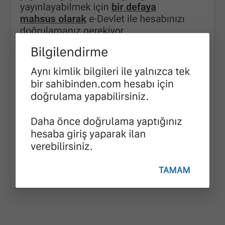 Sahibinden E Devlet Doğrulama Hatası
