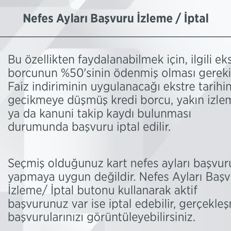 Ziraat Bankası Ziraat Nefes Ayları Kart Uygun Değil Mesajı